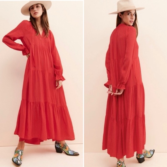 Anthropologie Dresses & Skirts - Anthropologie Maeve Wendy Red Tiered Maxi Dress Size 1X